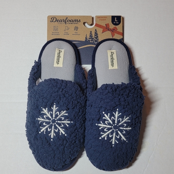 Dearfoams Mens Snowflake‎ Slippers Size Large 9-10 - Picture 1 of 5